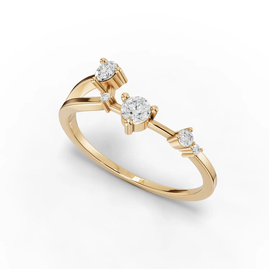 Yellow gold Aries constellation ring profile