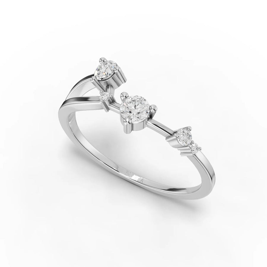 White gold Aries ring angled profile