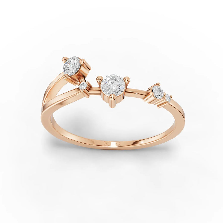 Aries constellation ring rose gold front view