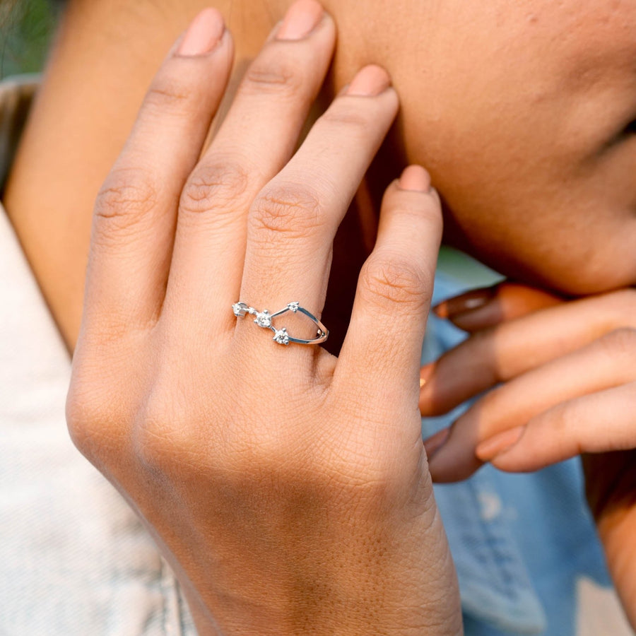 Cancer constellation ring worn on model