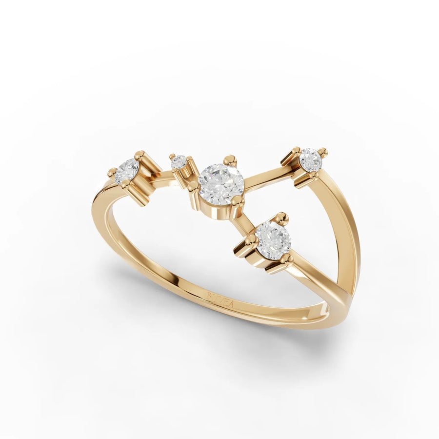 Yellow gold constellation band angled
