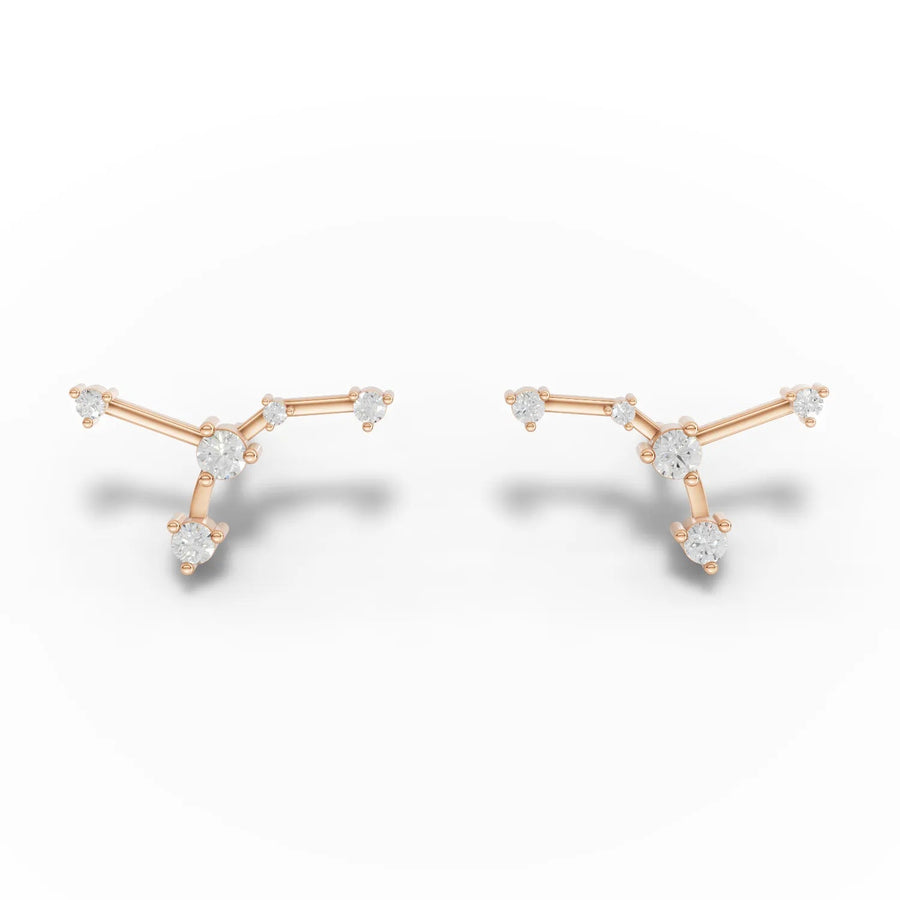 Rose gold constellation earrings angled