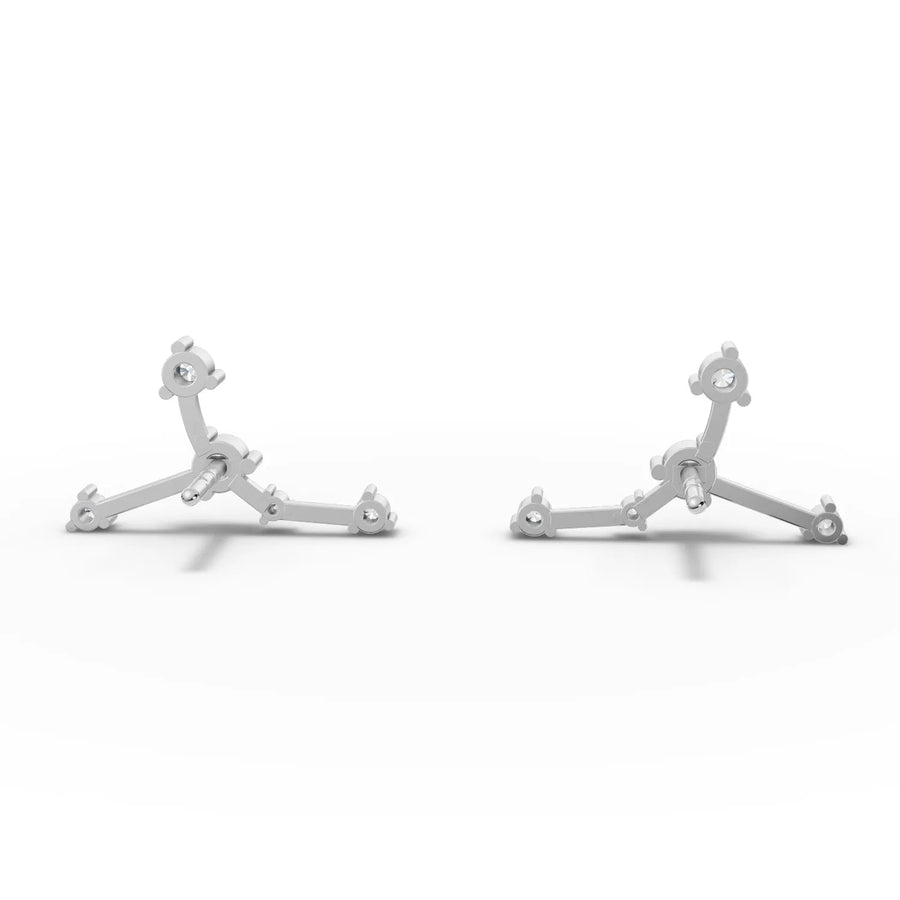 White gold constellation earrings angled