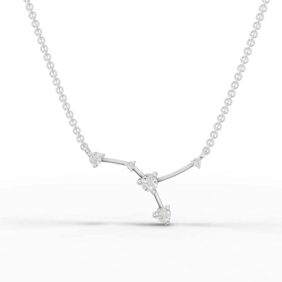 0.25 CT Cancer constellation lab-grown diamond pendant in 18K gold with round diamonds and fine bar-link details