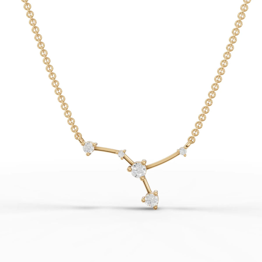 Cancer constellation pendant yellow gold front view