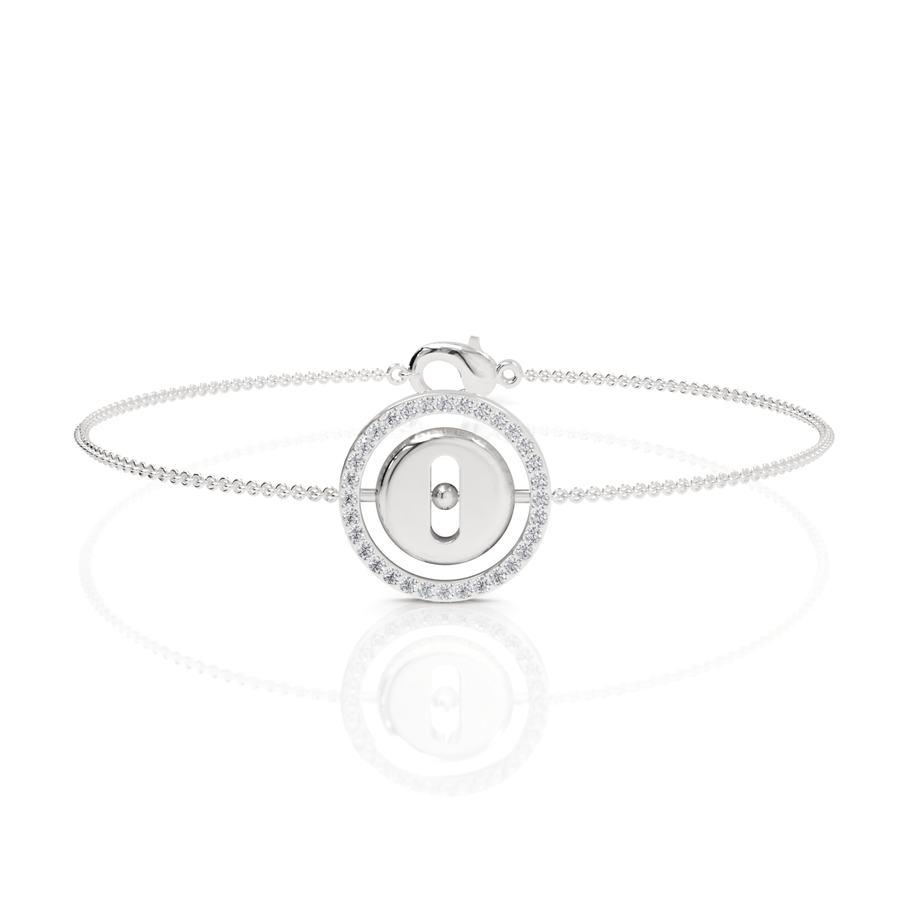 0.26 CT open circle lab grown diamond bracelet with pavé round diamonds, fine chain, and 18k gold tone finish