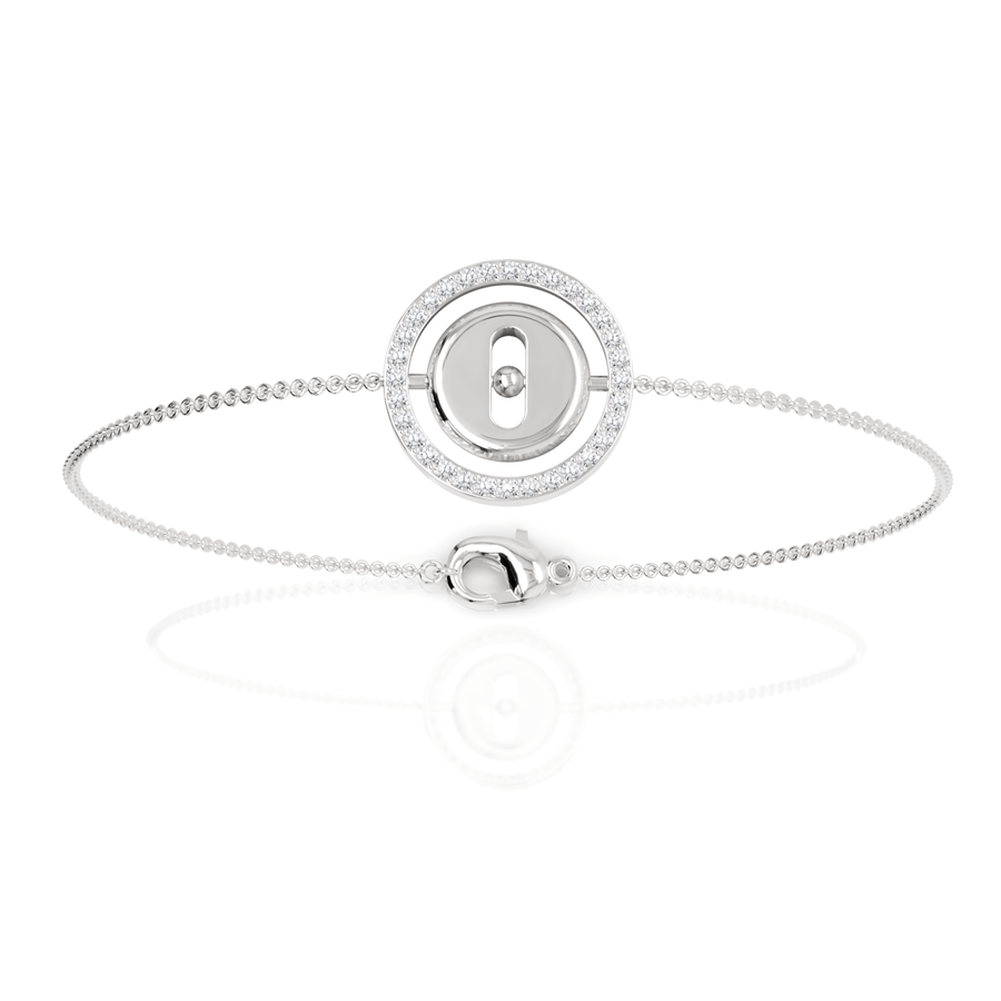White gold chain and charm alignment