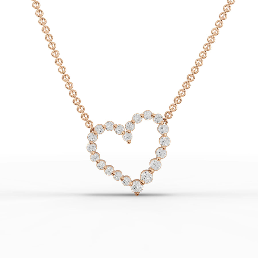0.45 CT heart lab-grown diamond pendant rose gold front