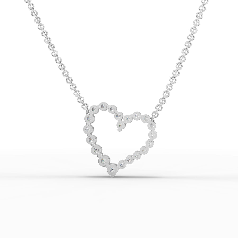 Heart lab-grown pendant white gold close-up