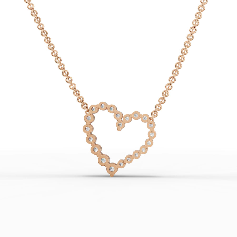 Heart lab-grown pendant rose gold close-up