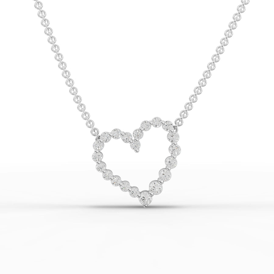 0.45 ct open heart lab grown diamond pendant necklace with round diamonds and asymmetrical outline