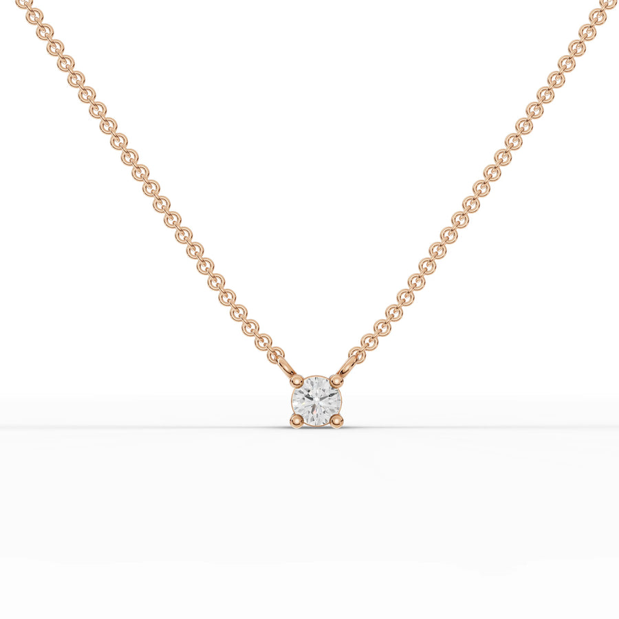 0.25 CT lab-grown diamond solitaire pendant rose gold front view