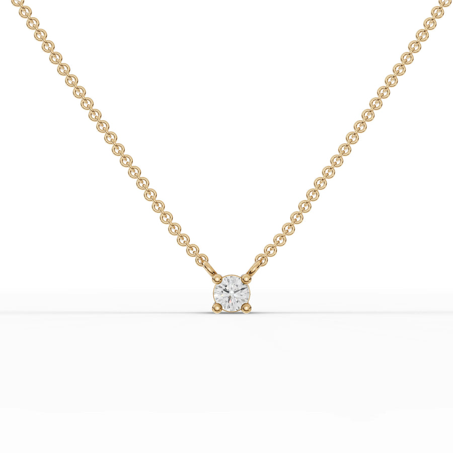 0.25 CT lab-grown diamond solitaire pendant yellow gold front view