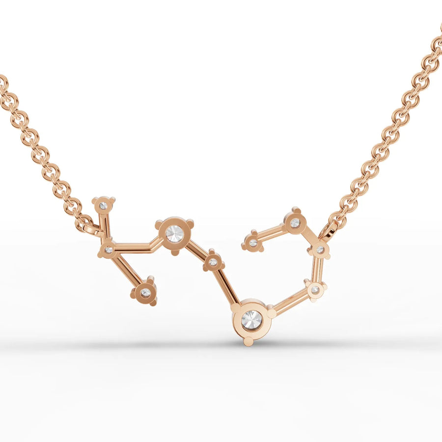 Close-up rose gold diamond configuration