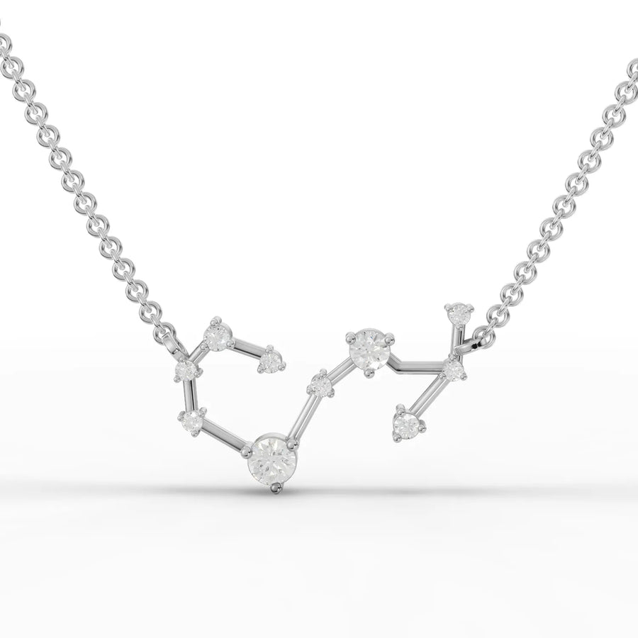 0.26 CT Scorpio constellation lab-grown diamond pendant in 18K gold with round diamonds and fine connector bars