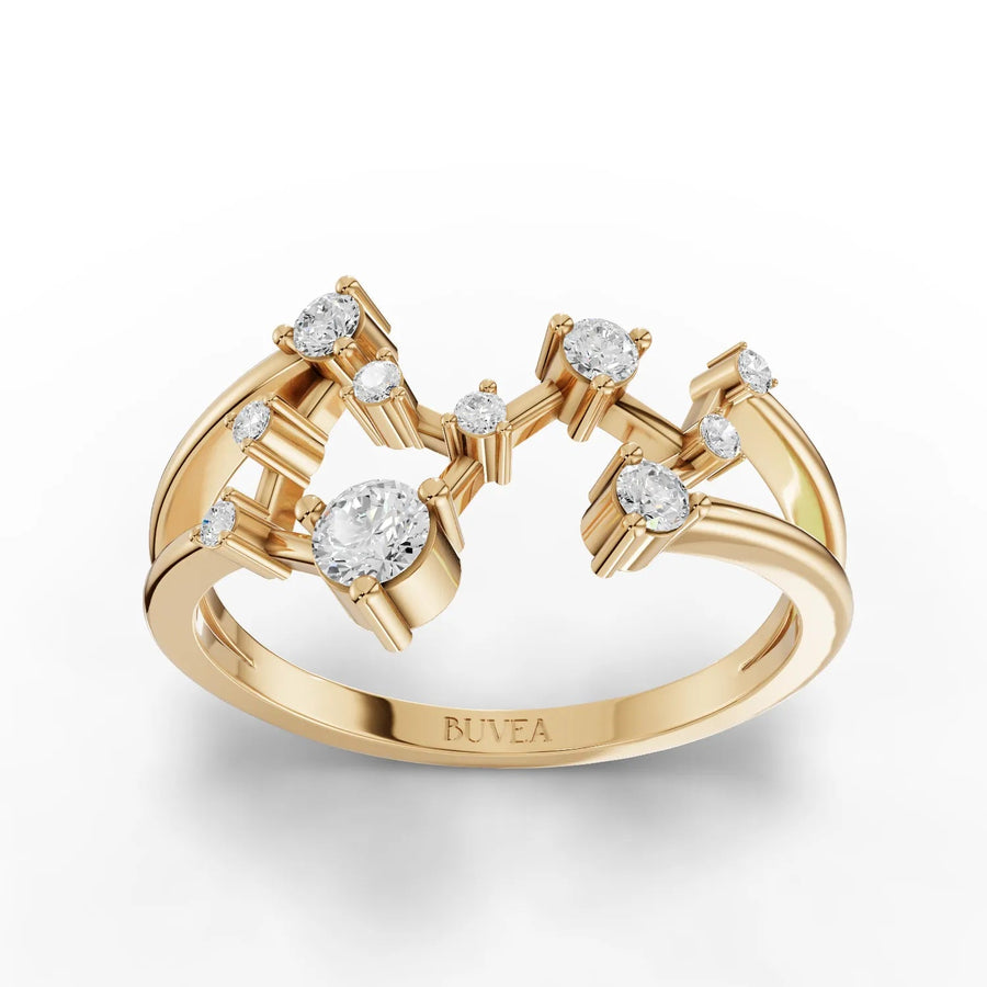 Scorpio constellation ring in yellow gold