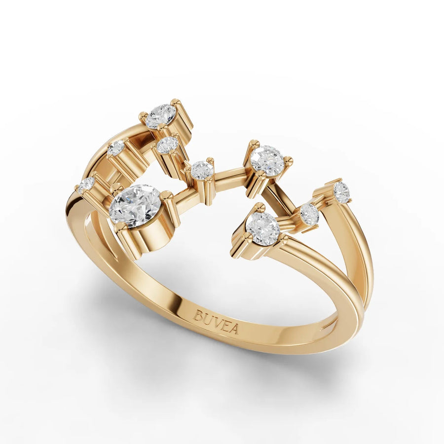 Scorpio constellation ring in yellow gold