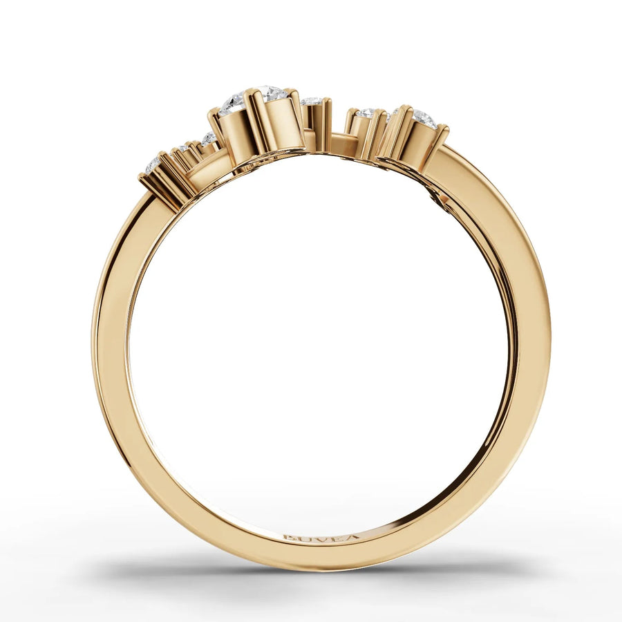 Frontal view of yellow gold constellation ring