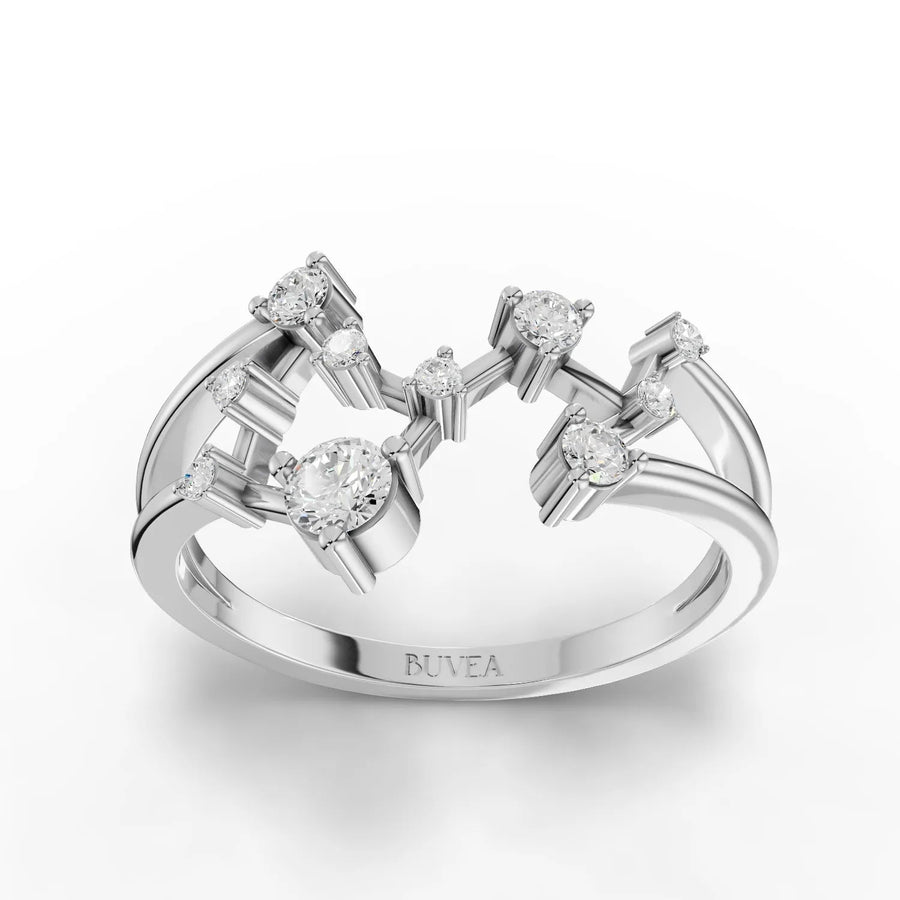 0.27 CT Scorpio constellation lab-grown diamond ring in 18K gold with round diamonds and open framework