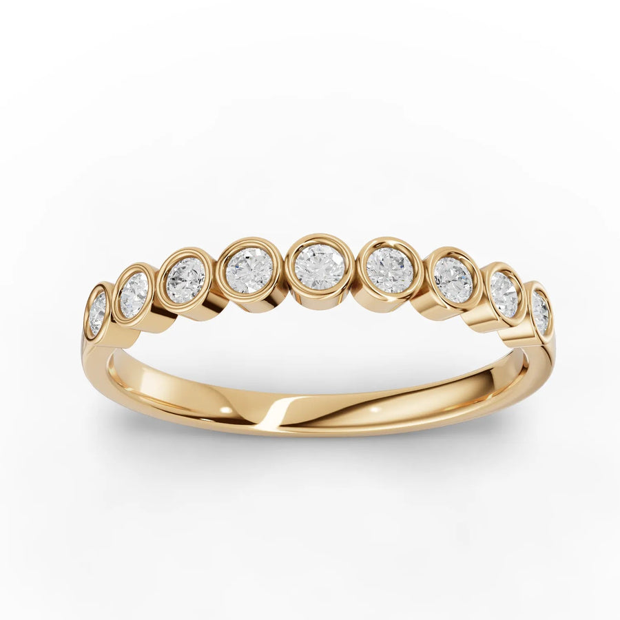 0.20 CT round lab-grown diamond eternity ring yellow gold top view