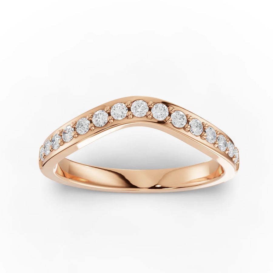 0.27 CT round lab-grown diamond eternity ring rose gold top view