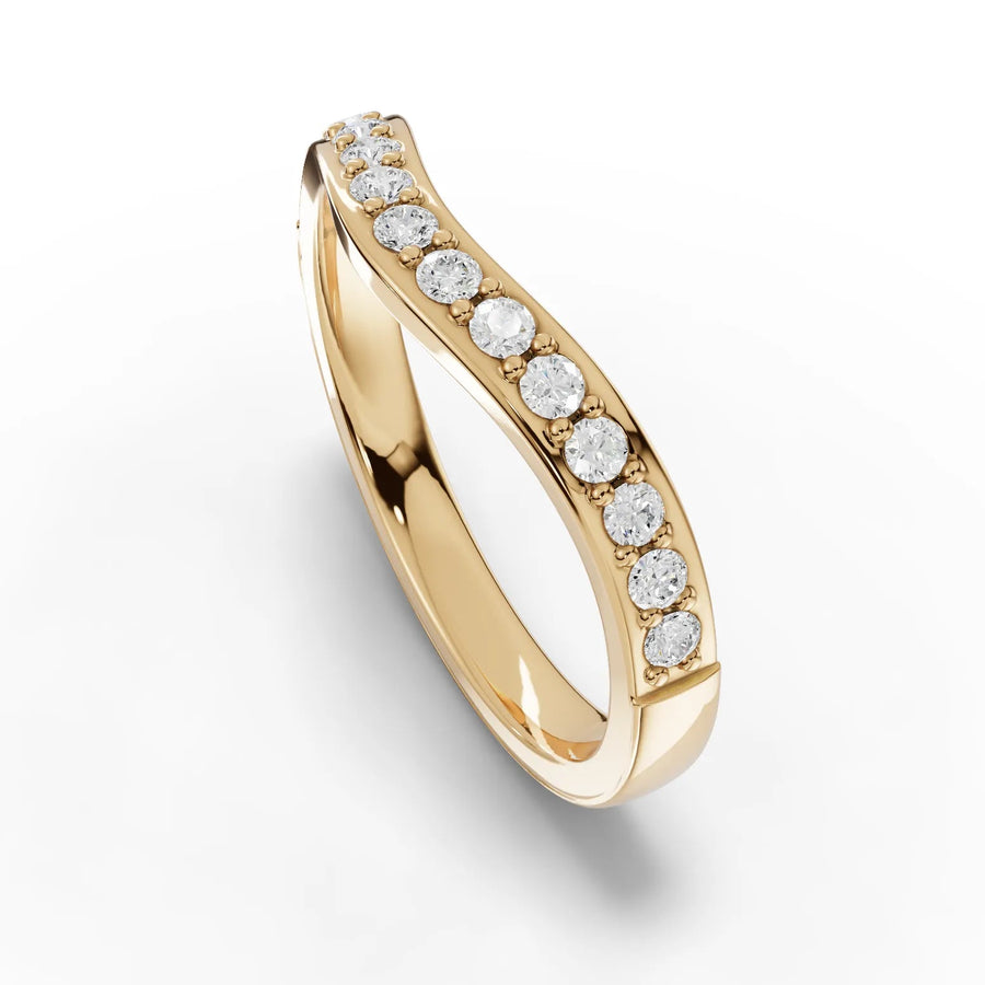 Round eternity ring yellow gold angle