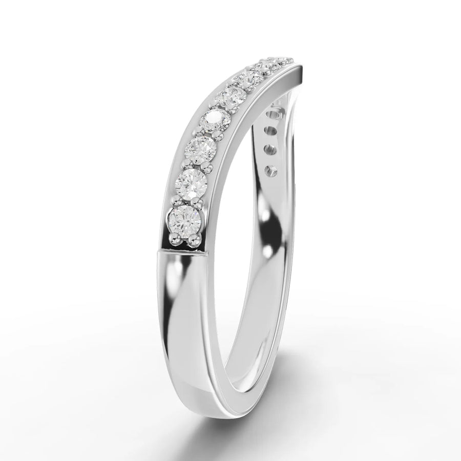 Round cut lab-grown eternity ring white gold close-up
