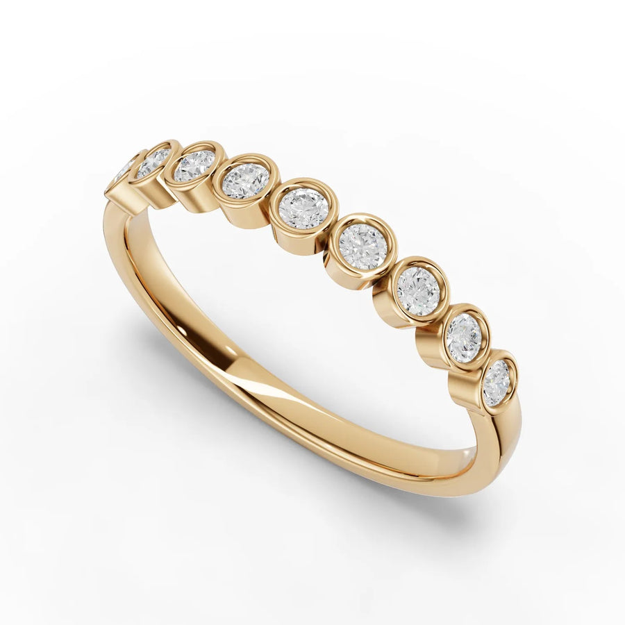 Round eternity ring yellow gold angle