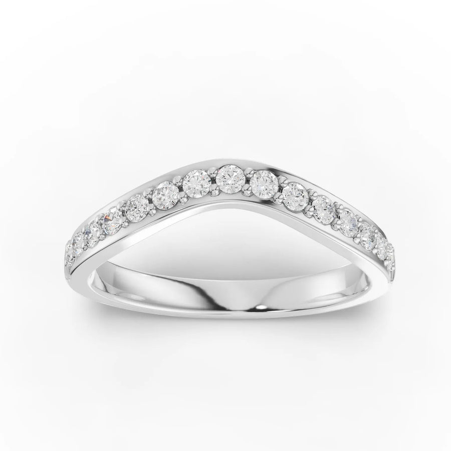 0.27 ct round curved pavé lab-grown diamond band with eternity-style sparkle and slim wedding ring profile