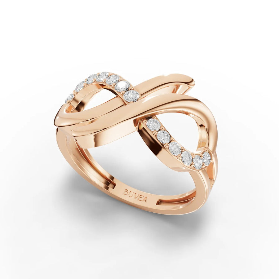 Figure-eight diamond ring rose gold profile