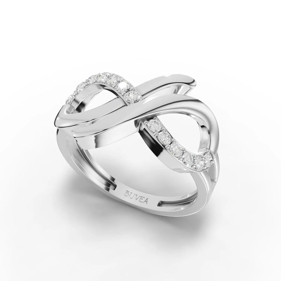Figure-eight diamond ring white gold profile