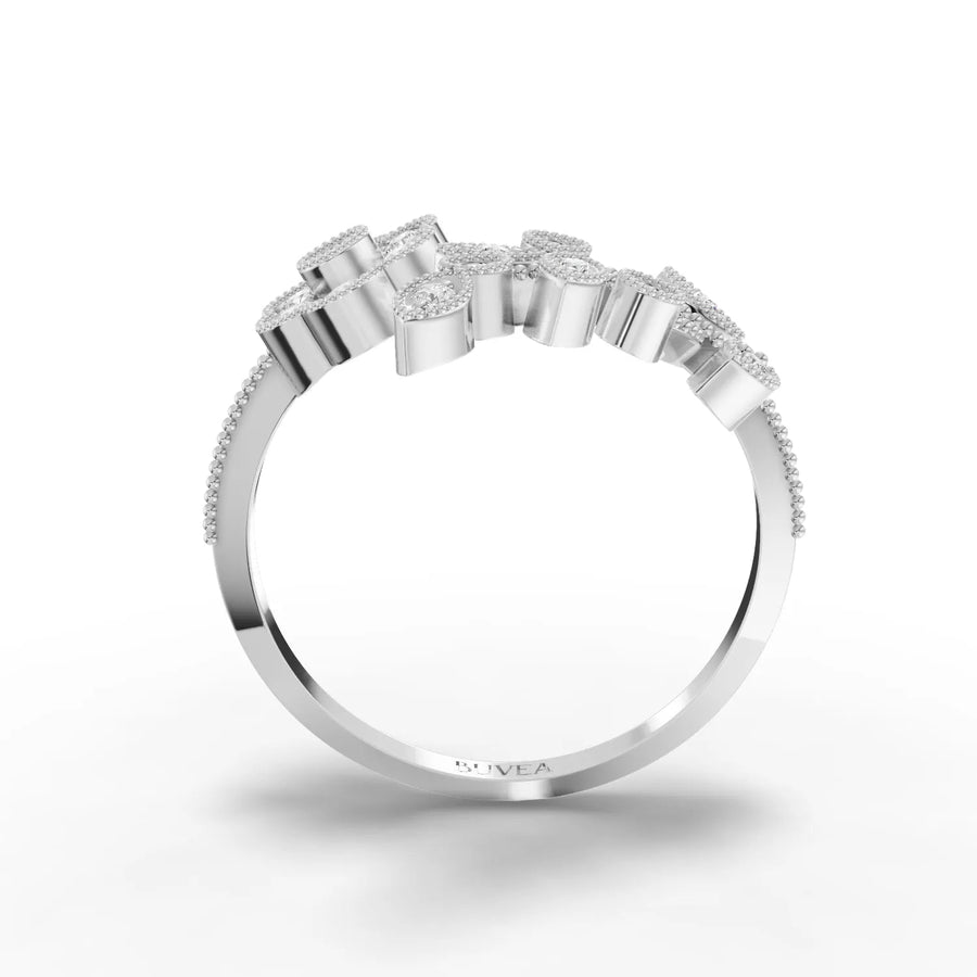 Diamond motif ring white gold close-up