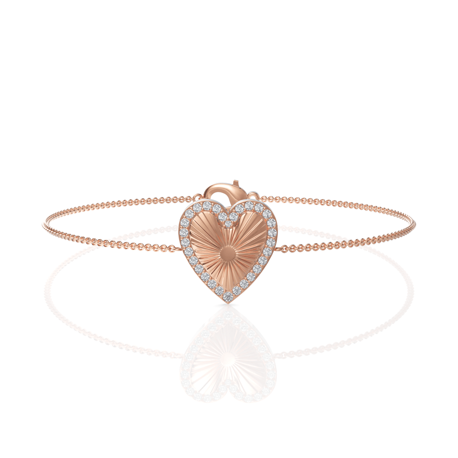 Heart pavé bracelet in rose gold