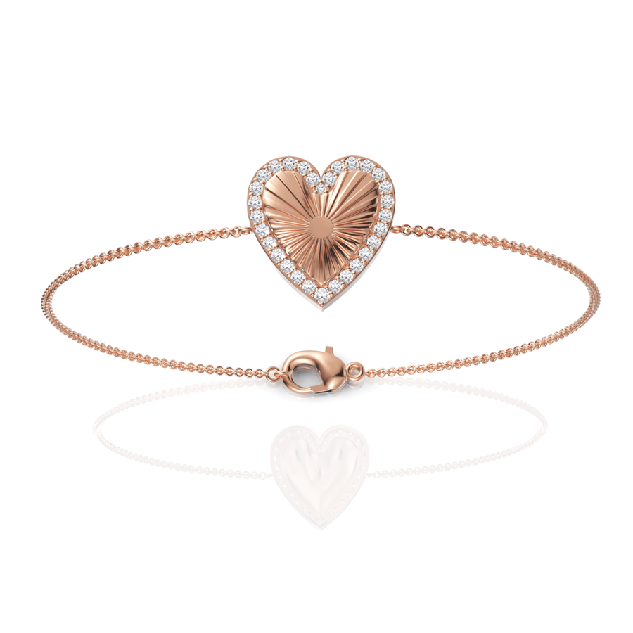 Rose gold heart centerpiece detail
