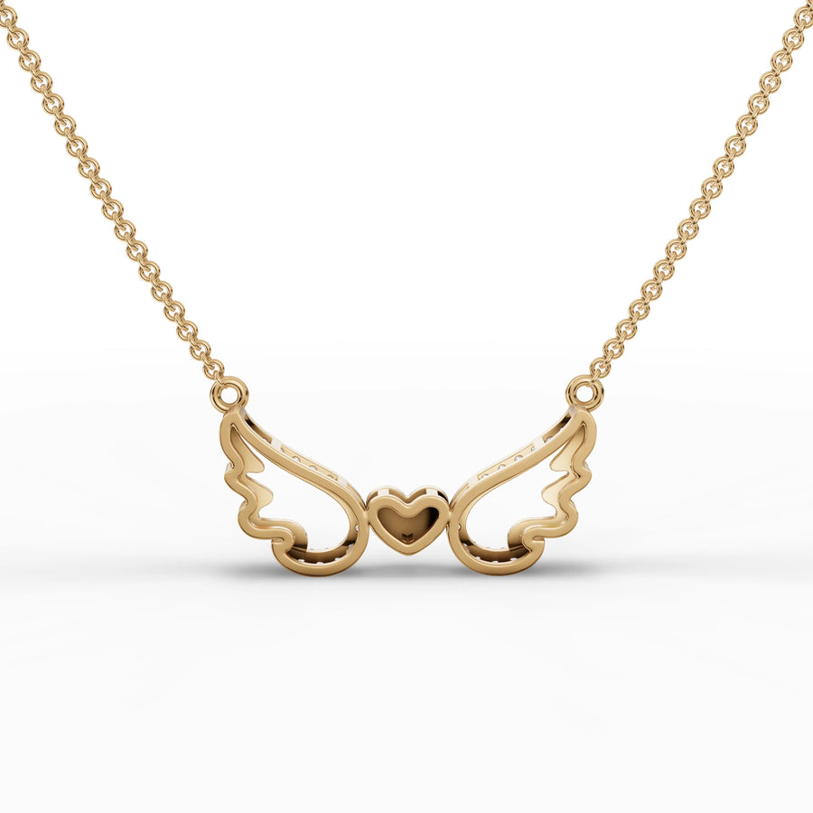 Wing structure detail in yellow gold