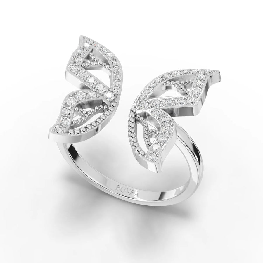 0.31 CT butterfly ring white gold angled profile