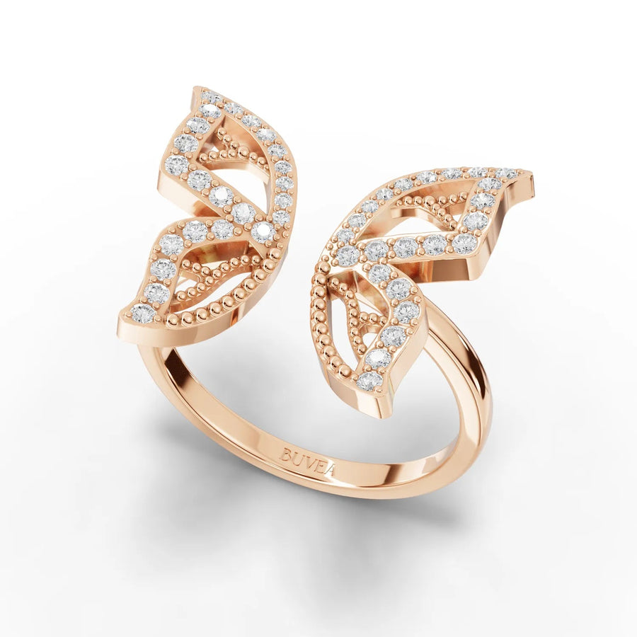 0.31 CT butterfly ring rose gold angled profile