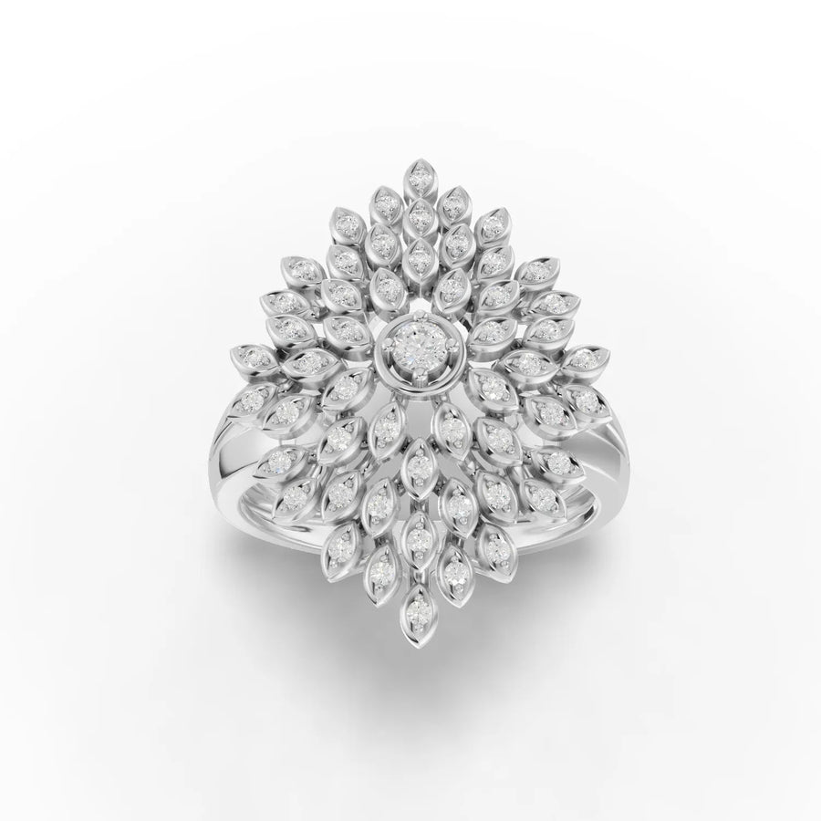 0.31 CT floral cluster lab diamond statement ring with round center stone and petal-style round accents