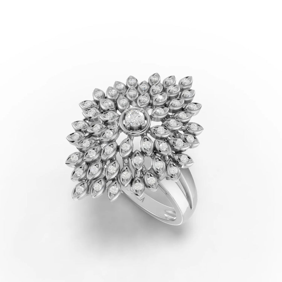 0.31 CT floral ring white gold angled profile