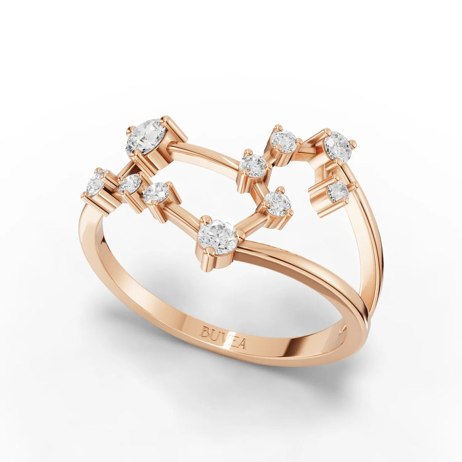 Rose gold constellation ring angled