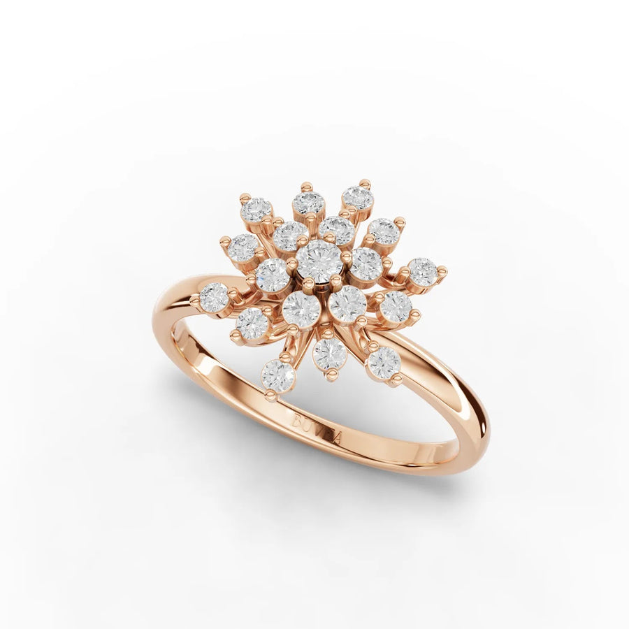 0.33 CT snowflake ring rose gold angled profile
