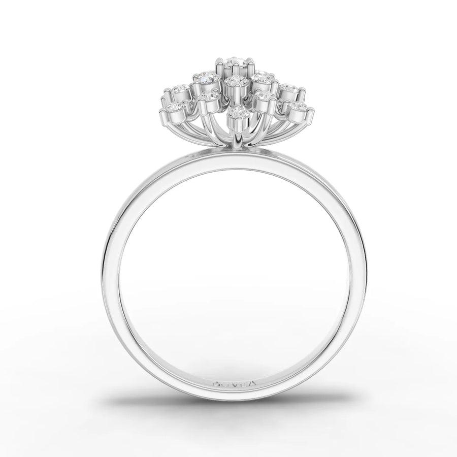 Sterling silver snowflake diamond ring close-up