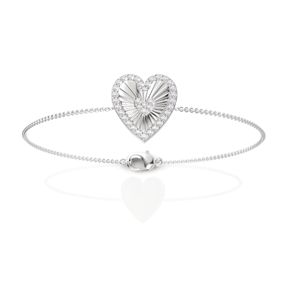 White gold chain with heart diamond motif