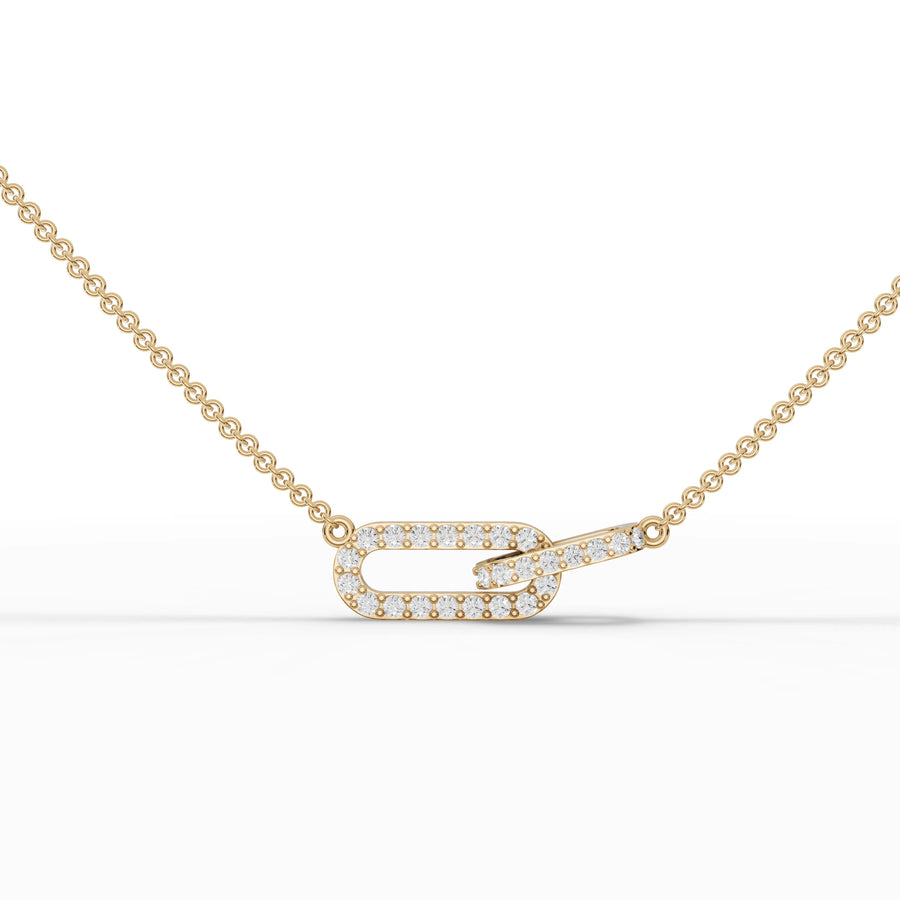 Yellow gold interlocking loop pendant