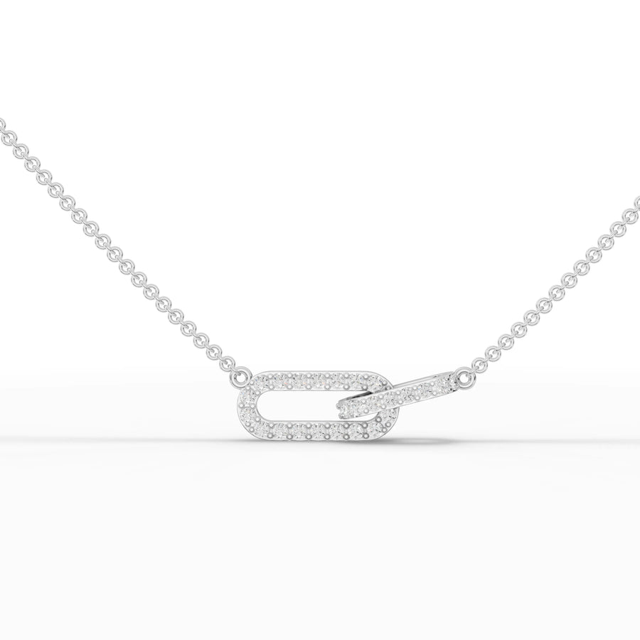 0.35 CT interlocking pavé lab grown diamond pendant in 18k gold with round brilliant stones and fine chain