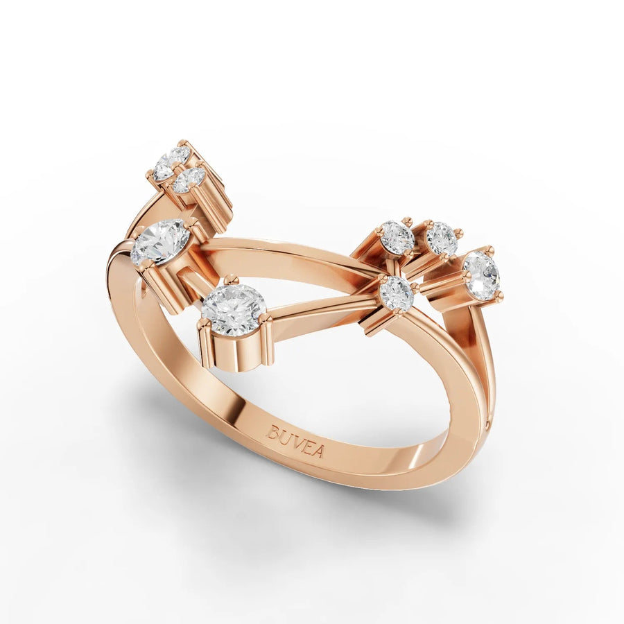 Rose gold diamond arrangement angeled