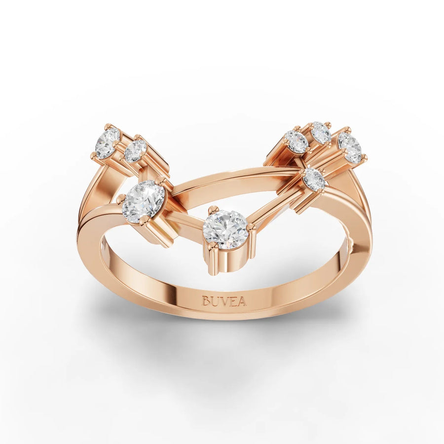 Libra constellation ring in rose gold