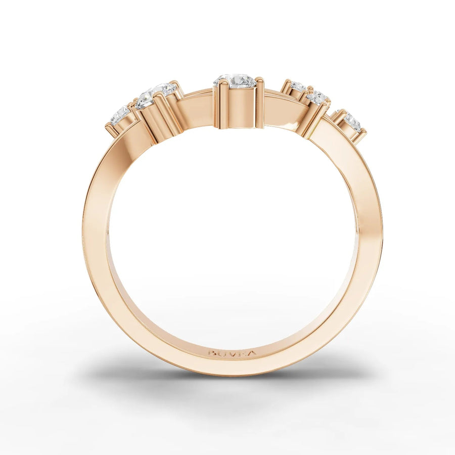 Side profile rose gold constellation ring