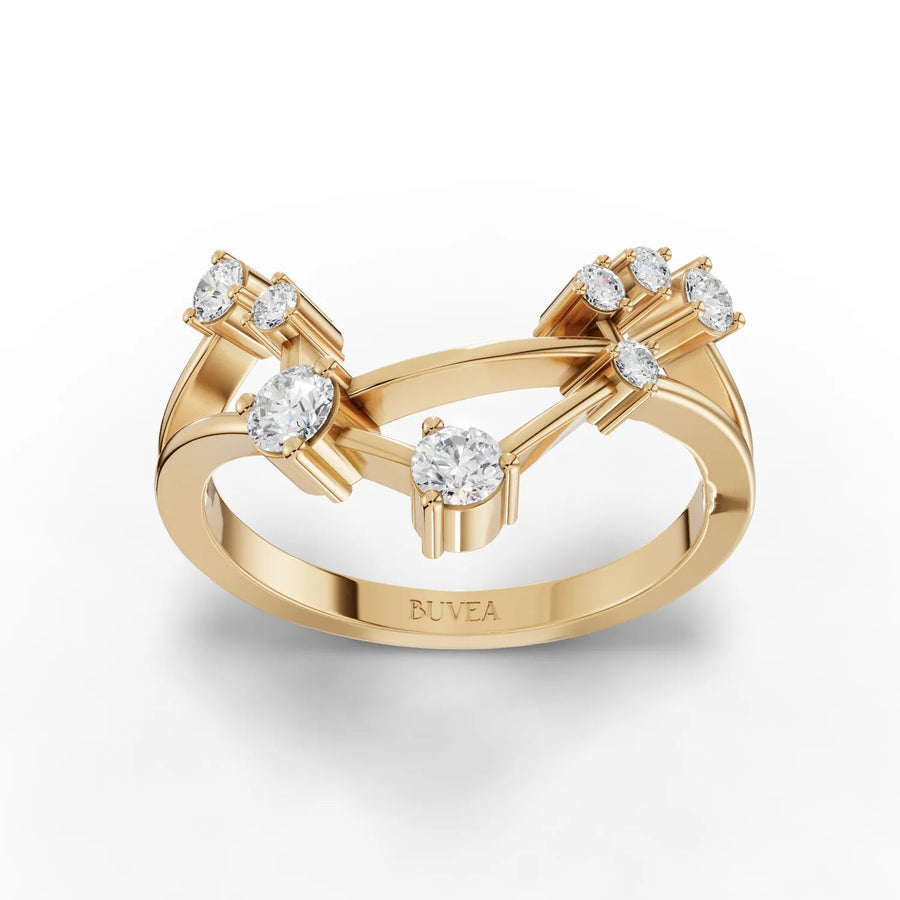 Libra constellation ring in yellow gold