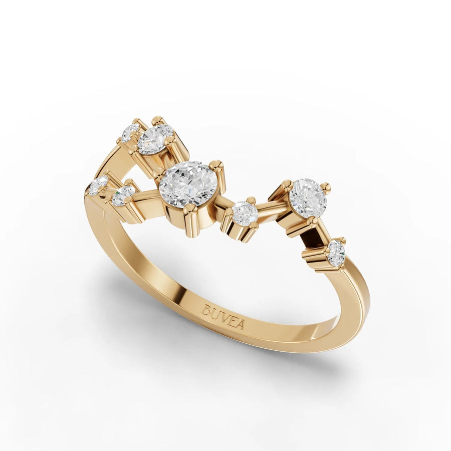 Yellow gold constellation pendant side profile